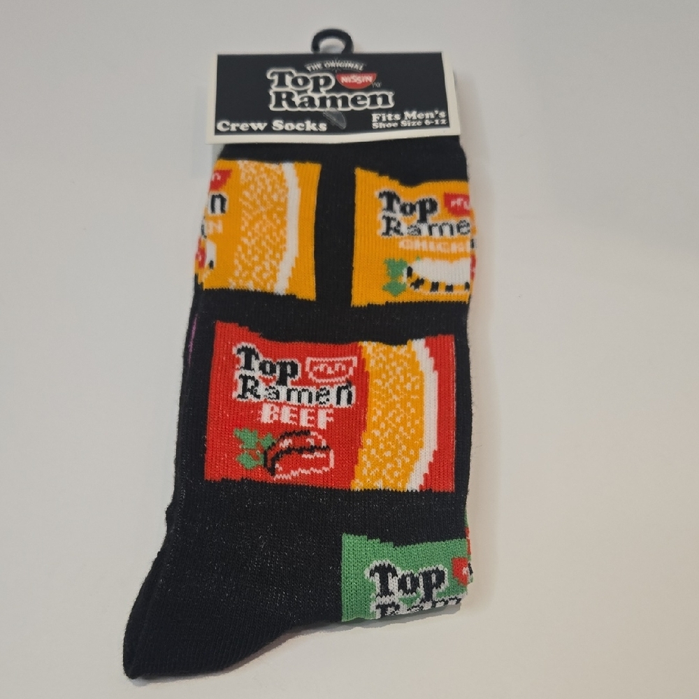 Top Ramen Black Crew Socks